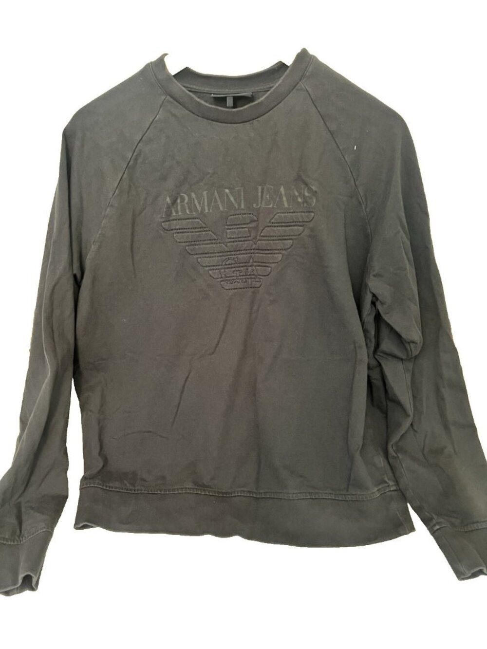 Armani Jeans Logo Crewneck Sweatshirt Navy Blue Size L Italy.      E
